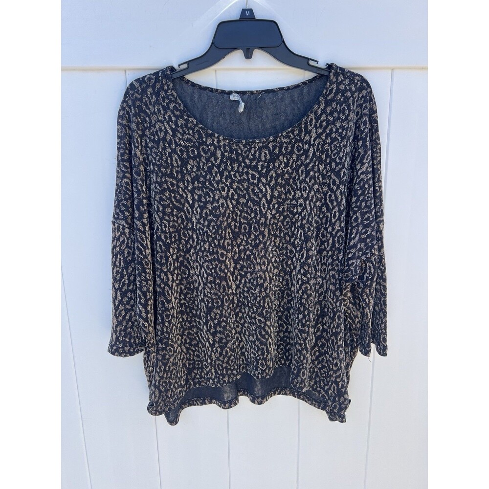 Alberto Makali Sheer Blouse Size Medium Glittery Animal Print Dolman Sleeve